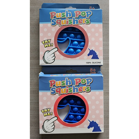Push Pop Squishers (Lot Of 2) Unicorn Blue 5+ Stress Relief Toy Soft Relax - Picture 3 of 7